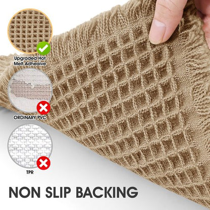 IM HOME Waffle Bath Mat Beige 32"x20", Boho Woven Modern Bath Mat Rugs, Absorbent Non Slip Bathroom Rugs, Soft Washable Bath Rugs with Tassels for Bathroom, Bedroom, Kitchen, Shower, Tub