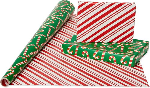 American Greetings Christmas Wrapping Paper Rolls - Reversible Santa & Snowmen Design | 120 sq. ft. (3 Rolls)