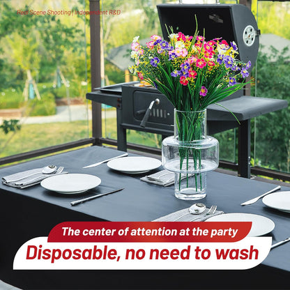 Regine Switzerland Plastic Tablecloth Roll - 310 Ft x 54 In Waterproof Black Disposable Cover for Events