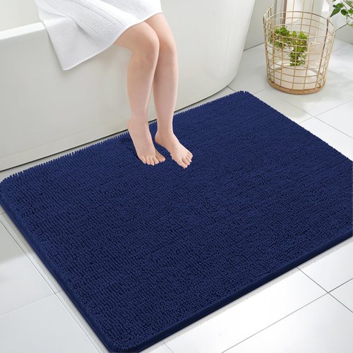 OLANLY Bathroom Rugs 40x32, Extra Soft Absorbent Chenille Bath Rugs, Rubber Backing Quick Dry, Machine Washable Bath Mats for Bathroom Floor, Tub and Shower, Home Decor Accessories, Twilight Sapphire
