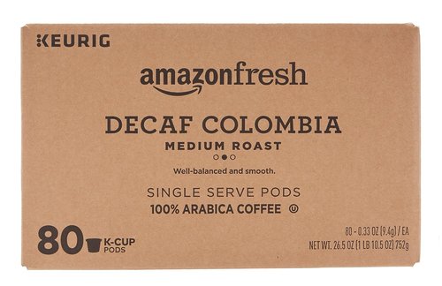 AmazonFresh Decaf Colombia Medium Roast K-Cups - 80 Ct. Compatible with Keurig Brewer