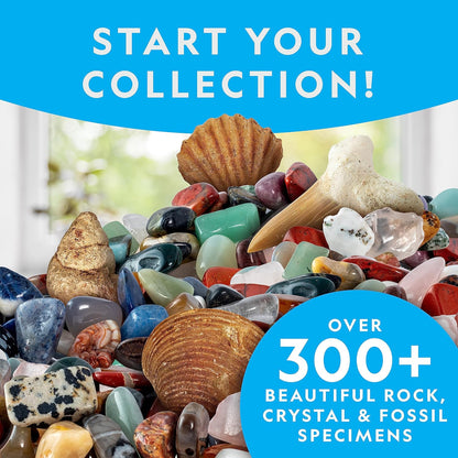 National Geographic Rock Collection Box for Kids - 300-Piece Set with Real Gemstones, Crystals & Minerals | Includes Expert Rocks & Minerals Book