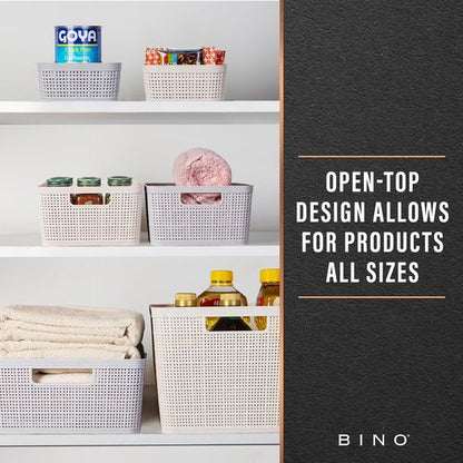 BINO Woven Plastic Basket - Stylish Home Organization, Space-Saving Design | Small Natural 5-Pack