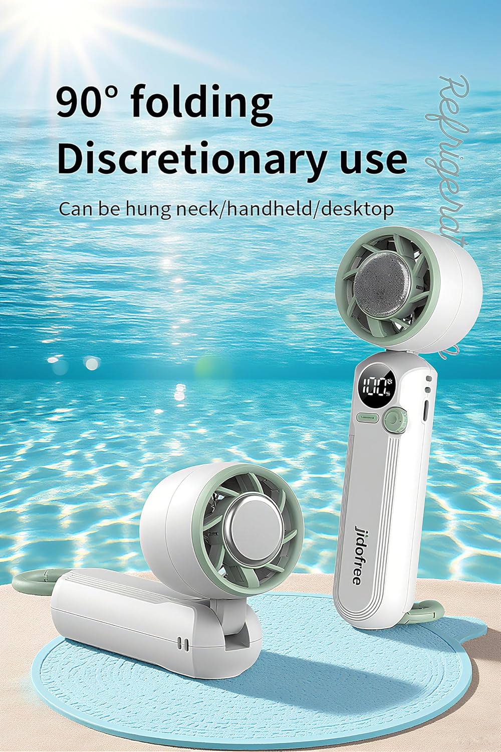 Skiennix Handheld Mini Fan - Portable Rechargeable Turbo Fan With Ice Cooler & Adjustable Speed | Foldable Hook & Lanyard