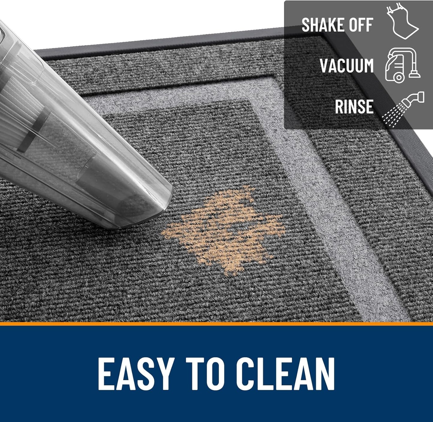 OLANLY Waterproof Front Door Mat - All-Season, Sturdy Natural Rubber, Easy Clean | 33x21, Dark Grey