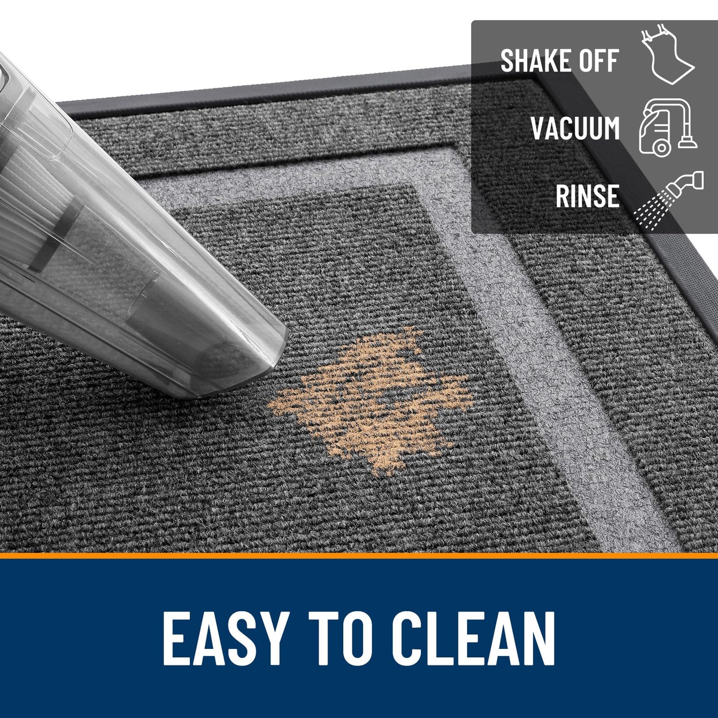 OLANLY Front Door Mat Indoor Outdoor Entrance, Waterproof All-Season, All-Weather Doormat, Sturdy Natural Rubber, Fade Resistant, Low Profile, Easy Clean Patio Porch Entryway Mat, 35x23, Dark Grey