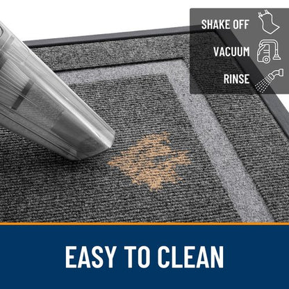 OLANLY Front Door Mat Indoor Outdoor Entrance, Waterproof All-Season, All-Weather Doormat, Sturdy Natural Rubber, Fade Resistant, Low Profile, Easy Clean Patio Porch Entryway Mat, 47x32, Dark Grey