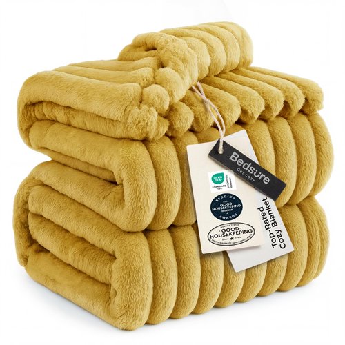 Bedsure GentleSoft Yellow California King Size Blanket for Couch - Cozy Soft Blankets for Women, Cute Small Fleece Throws for Girls, Birthday Gifts for Women, 102x96 Inches