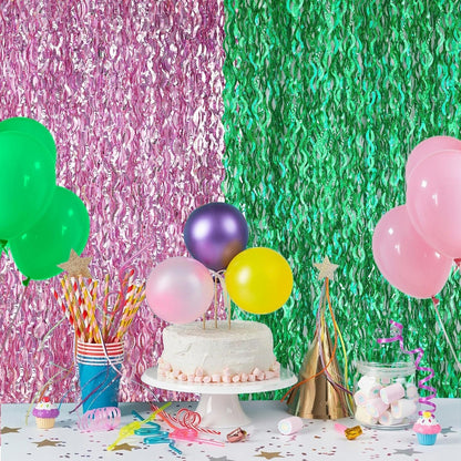 Skiennix 6 Pack Foil Fringe Curtains - Wavy Metallic Tinsel Backdrop for Birthday & Wedding Decor