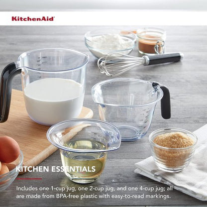 KitchenAid Gourmet Measuring Jugs Set - 3 Onyx Jugs for Precise Cooking and Baking