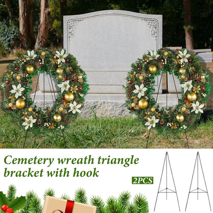 Soaoo Christmas Wreath Stand - Metal Easel for Cemetery Grave Flower Holder | 30-Inch Gravestone Decor