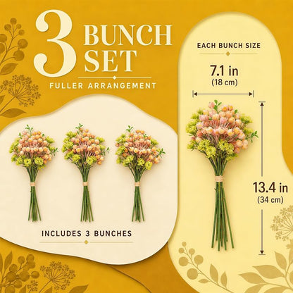 Artificial Berry Stems with Eucalyptus & Blueberries - 3 Bunches, 13in Each - Yellow Variation