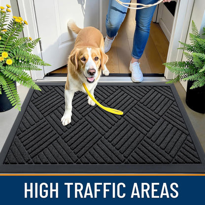 OLANLY Heavy-Duty Front Door Mat - Absorbent, Non-Slip Rubber Doormat | 29.5x17 Inches, Black Diamond