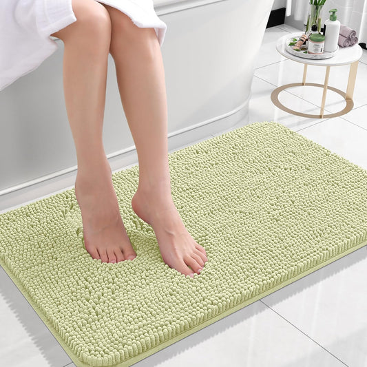 OLANLY Bath Rugs - Extra Soft Chenille | Quick-Dry, Machine Washable, 24x16, Vanilla Color