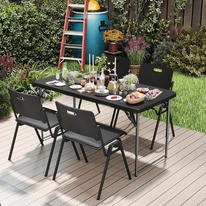 Heavy Duty 4 Foot Folding Table by [Brand Name] - Adjustable Height 22-30 Inch | Portable Indoor/Outdoor Use