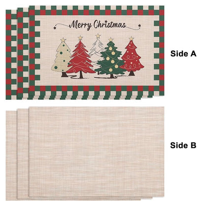 Light Yellow 6-Count Christmas Placemats Set with Non-Slip Heatproof PVC - Washable