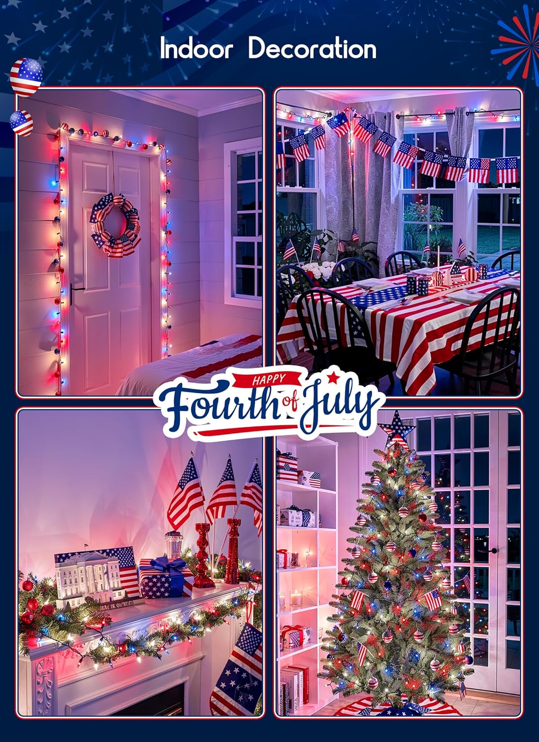 Minetom Christmas Lights - 100 Count Waterproof Mini String Lights for Indoor/Outdoor Holiday Decor | Red, White, Blue