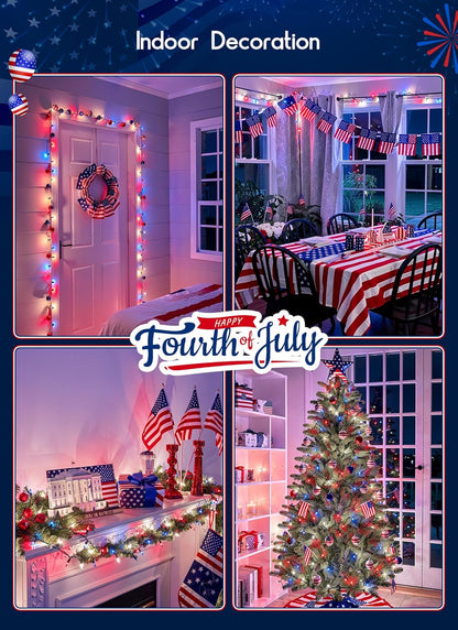Minetom Christmas Lights - 100 Count Waterproof Mini String Lights for Indoor/Outdoor Holiday Decor | Red, White, Blue