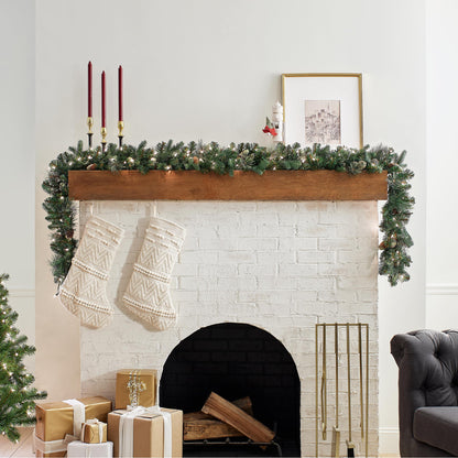 National Tree Company Pre-Lit Artificial Christmas Garland, Green, Carolina Pine, White Lights, Decorated with Pine Cones, Plug In, Christmas Collection, 9 Feet