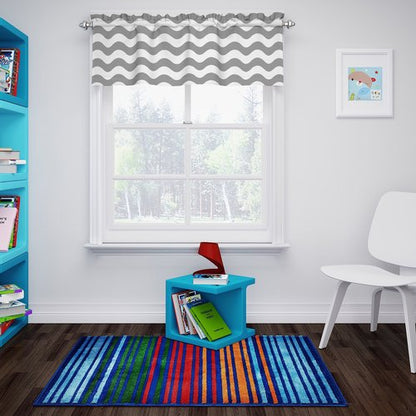 Eclipse Kids Valances for Windows - My Scene 42" x 18" Short Curtain Valance Small Window Curtains Bathroom, Living Room and Kitchens, Grey