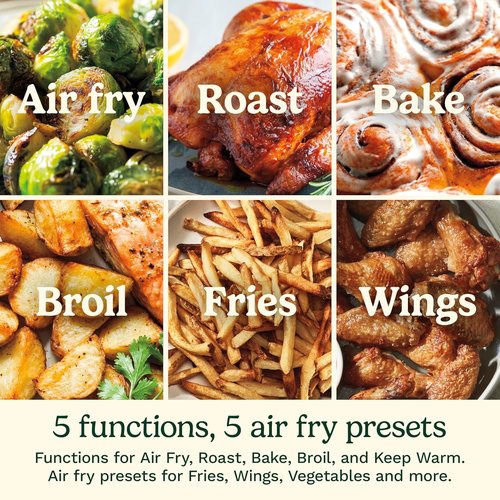 Cuisinart Air Fryer - 6-Quart Large Capacity with 5 Cooking Functions & Dishwasher-Safe Parts | Stainless Steel & Black