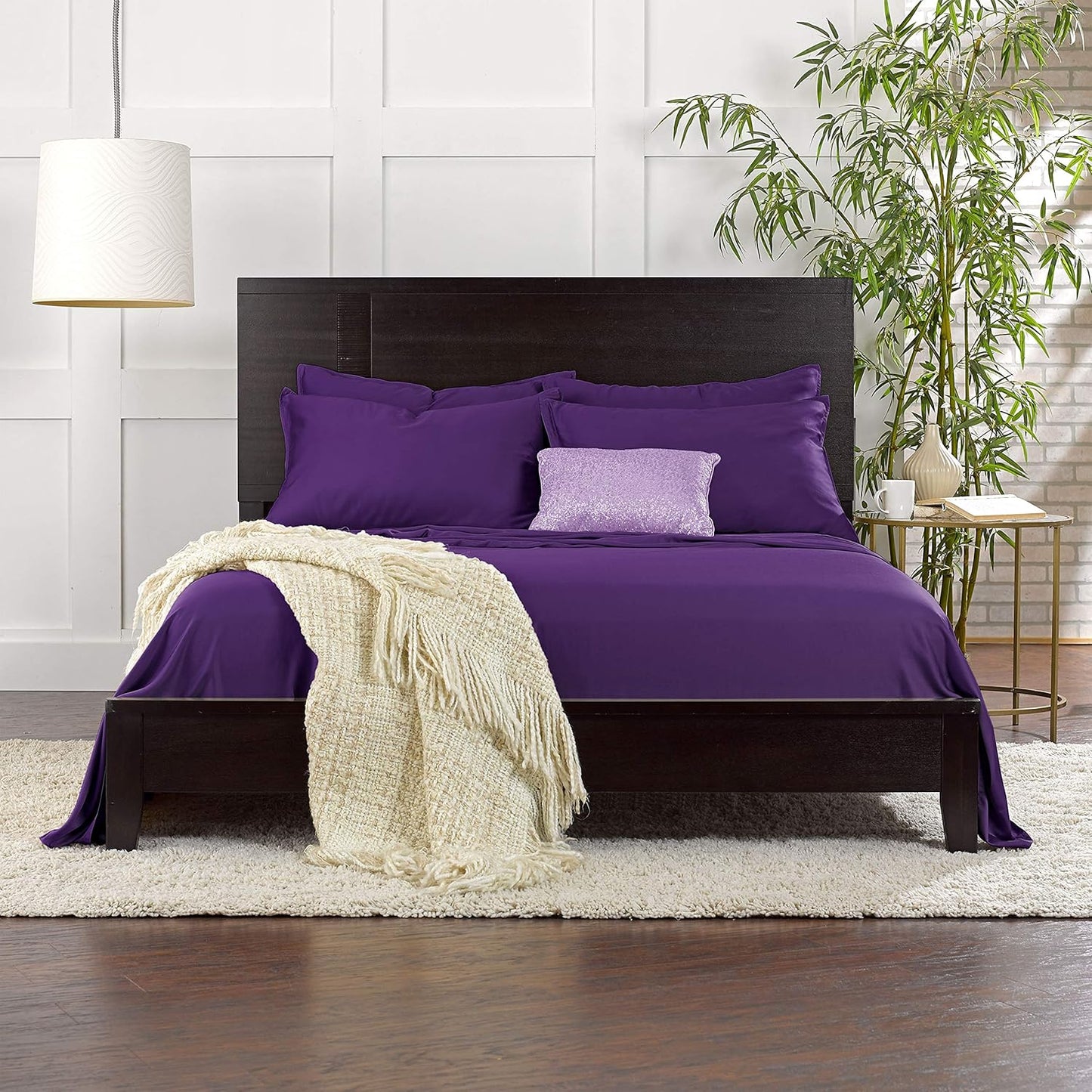 Pure Bamboo King Sheets - Luxuriously Soft & Cooling 100% Organic Viscose Bed Sheet Set | 2-Year Quality Promise (King, Purple)