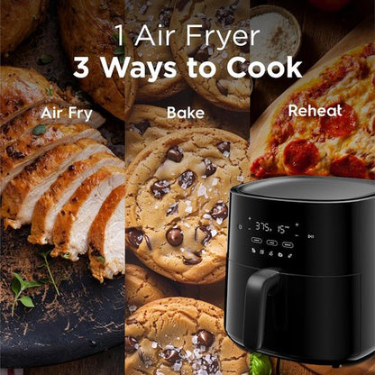 Frigidaire 3-in-1 Air Fryer - Large 5.3 QT Capacity, Digital Display & 3 Cooking Modes | PFAS-Free, Black