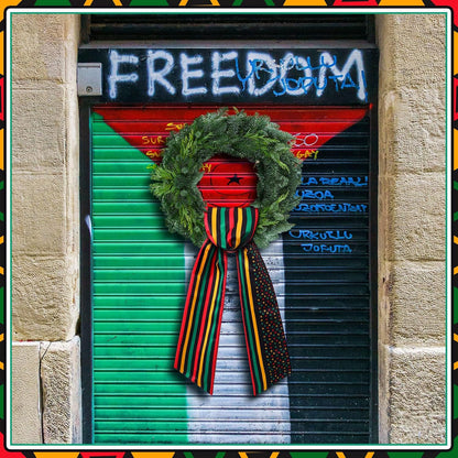 VitalCozy Happy Juneteenth Wreath Sash - Satin Embroidery Monogram Ribbon for Indoor/Outdoor Decor