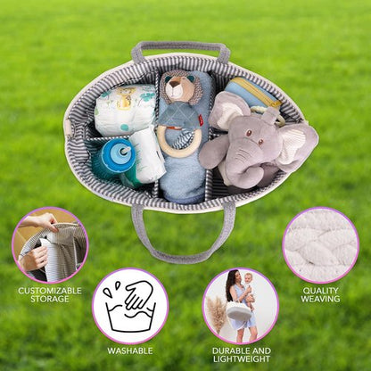 Extra Large Baby Diaper Caddy Organizer by [Brand Name] - Portable Rope Nursery Basket for Essentials