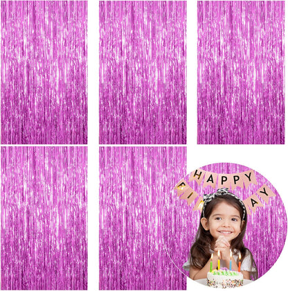 Skiennix Foil Curtain Backdrop - Metallic Tinsel Fringe for Photo Booths | 5 Pack for Parties & Celebrations