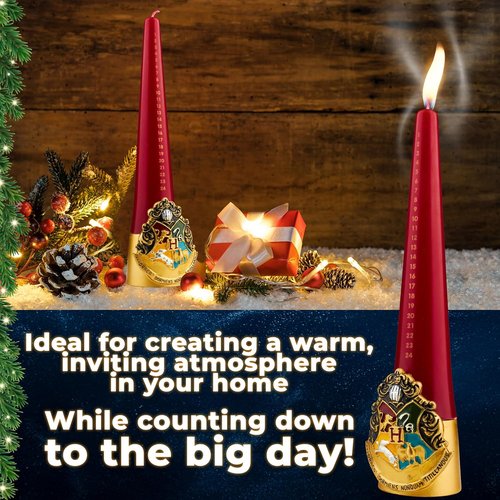 Harry Potter Advent Calendar 2025 - Candle & Holder Set with Tapered Unscented Candles | Hogwarts Room Decor