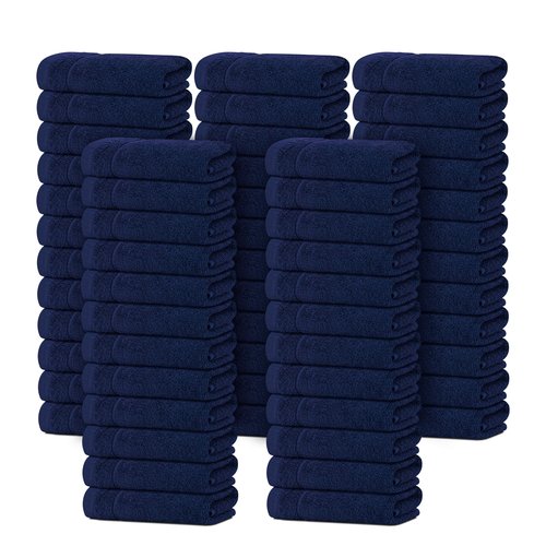Tens Towels Pack of 60 Washcloths, 12 x 12 Inches, Lighter Weight, Quick to Dry, Super Soft & Absorbent, Gentle Face Towels, Hotel Quality, Perfect for Bathroom, Gym, Spa (Navy, 60 Pack)