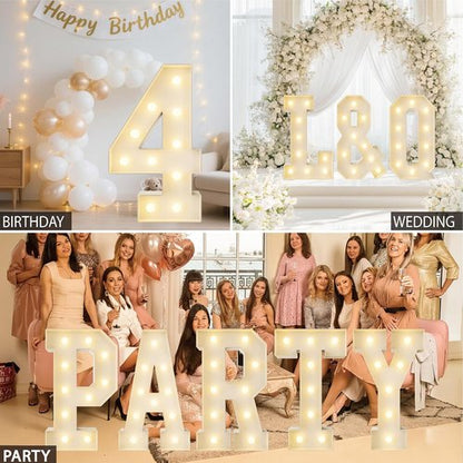 HXWEIYE Light Up Marquee Letters - 3FT Giant Baby Shower & Birthday Decor | Warm White Mosaic Frame