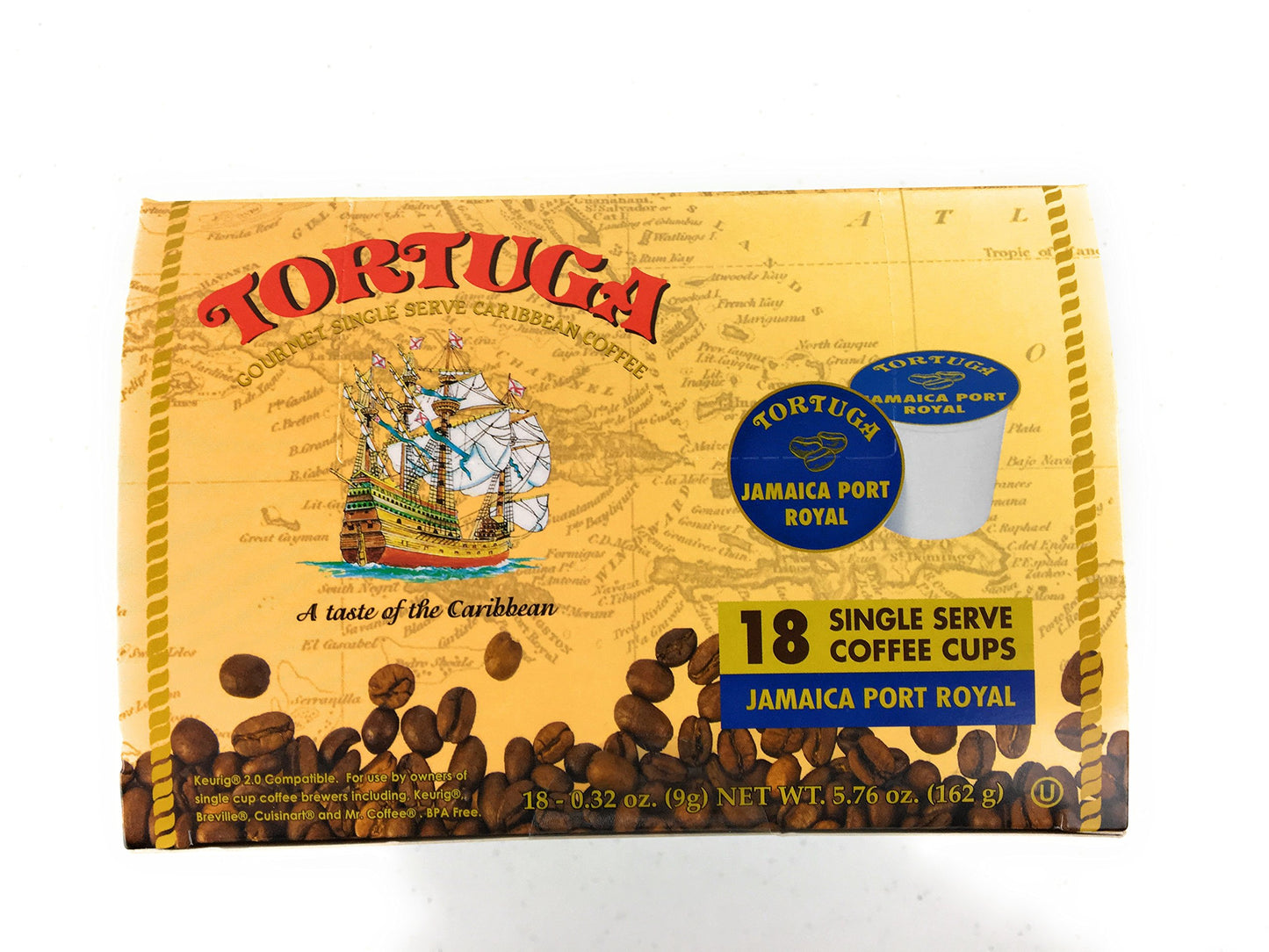 Tortuga Gourmet Single Serve Caribbean Coffee - 18 Single Serve Cups - Jamaica Port Royal Flavor