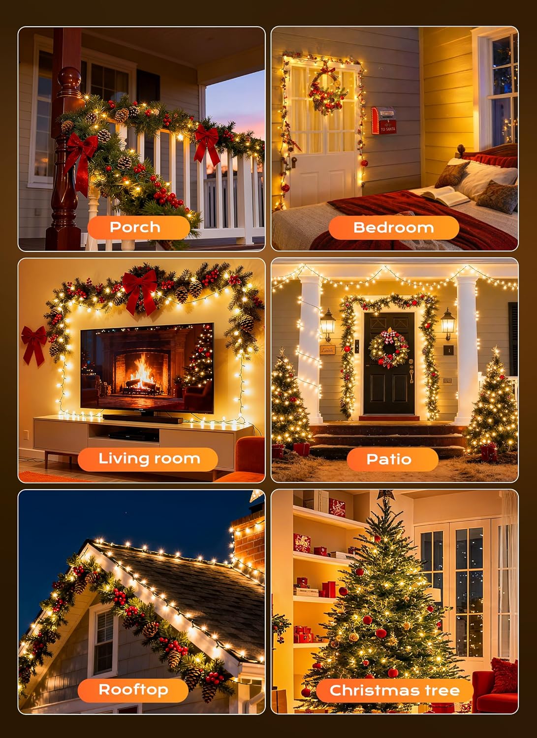 Minetom LED Christmas String Lights - 50 Count, 16 Feet - Clear White Bulbs for Indoor/Outdoor Decor