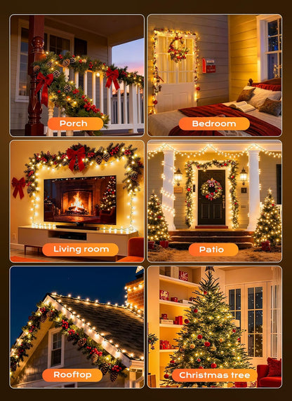 Minetom LED Christmas String Lights - 50 Count, 16 Feet - Clear White Bulbs for Indoor/Outdoor Decor