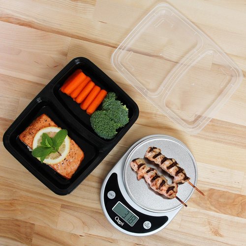 Freshware Meal Prep Containers - 50 Count 2-Compartment Food Storage Bento Boxes | BPA-Free, Stackable, 28 oz