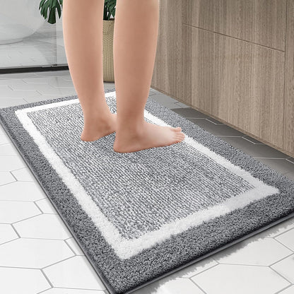 OLANLY Bathroom Rugs - Extra Soft Microfiber Bath Mat | Non-Slip, Quick Dry, 30x20, Grey