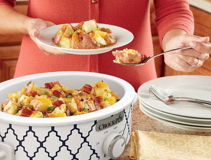 Crock-Pot 2.5 Quart Casserole Slow Cooker - Compact White/Blue Design for Quick Meals