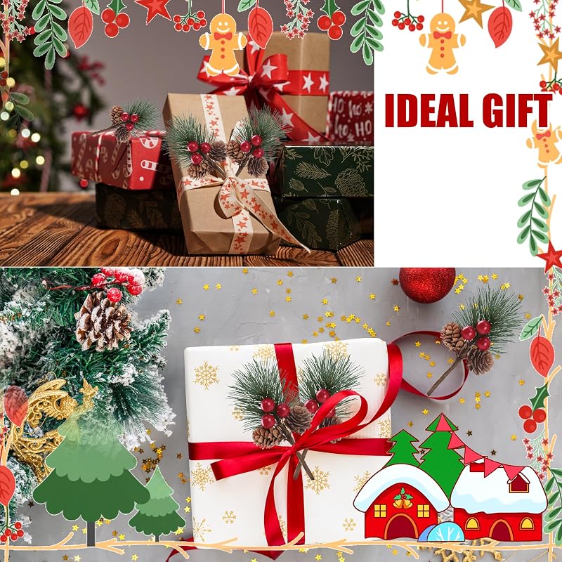 20 Pcs Christmas Fake Pine Branches with Red Berries, Pine Cones & Conifer Picks - Sggvecsy Variation: 20