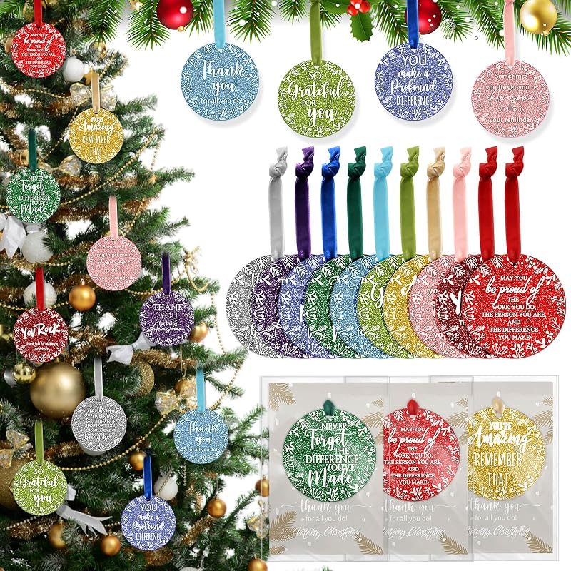 50-Piece Acrylic Christmas Ornaments Gift Set with Cards – Employee Appreciation