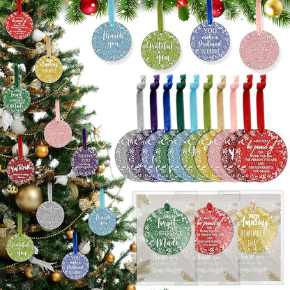 50-Piece Acrylic Christmas Ornaments Gift Set with Cards – Employee Appreciation