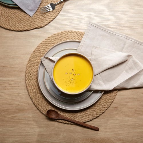 Kook 12-Piece Dinnerware Set - Service for 4 with Ceramic Plates & Soup Bowls | Somerset Collection (Beige)
