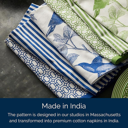 Pinstripe Blue Dinner Napkins Set of 4 - 22" x 22" Cotton Cloth Napkins (Variation: Pinstripe Blue+22" x 22" Set of 4)