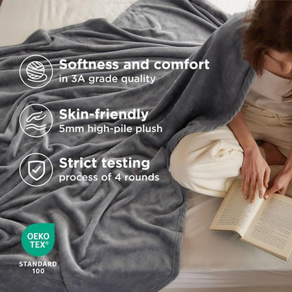 Bedsure GentleSoft Fleece Blanket - Twin Size Grey 300GSM Plush & Cozy for Bed, Sofa, Travel | 60x80 Inches