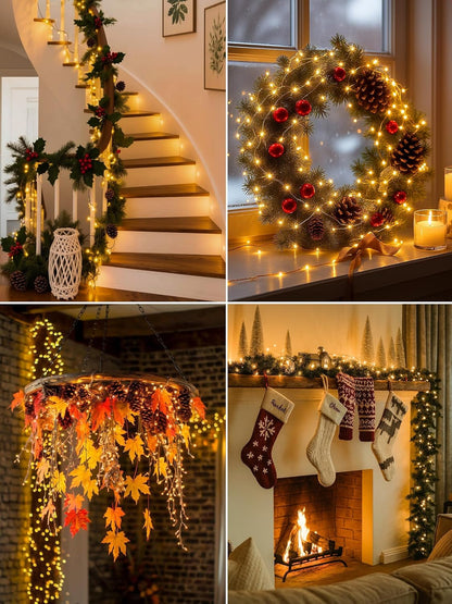 50Pack Fairy Lights - 7ft Battery Operated LED Twinkle String Lights with Timer | Warm White for Christmas Decor