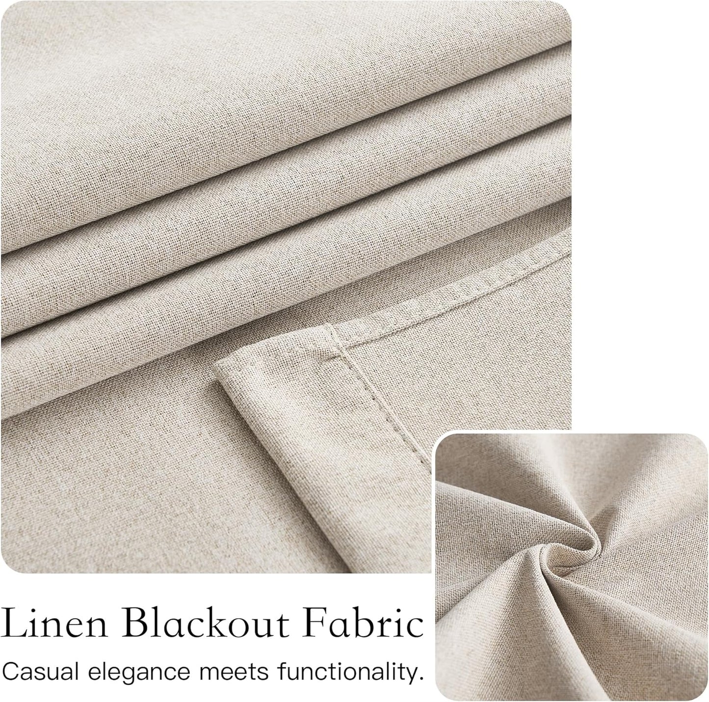 NICETOWN 100% Blackout Door Curtains - Thermal Insulated Privacy for French Doors | Natural, W26 x L69 Inch