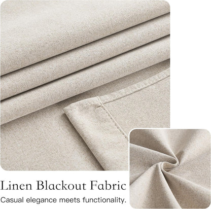 NICETOWN 100% Blackout Door Curtains - Thermal Insulated Privacy for French Doors | Natural, W26 x L69 Inch
