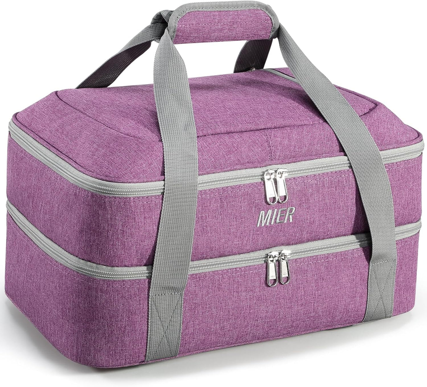 MIER Insulated Casserole Carrier - Thermal Holder for 9"x13" Dishes | Perfect for Potlucks & Picnics - Purple