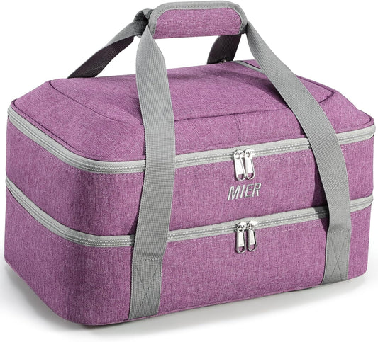 MIER Insulated Casserole Carrier - Thermal Holder for 9"x13" Dishes | Perfect for Potlucks & Picnics - Purple